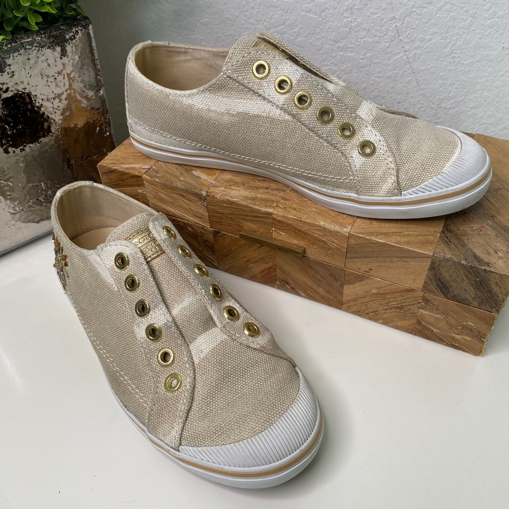 COACH‎ Kennedi Slip On Sneakers Women's Gold Sequin Embellished Shoes 6B